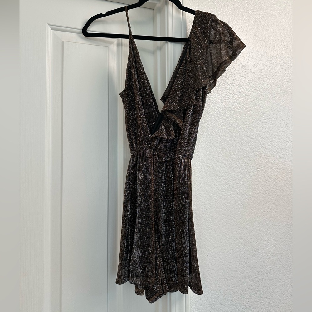 Lush Black Romper with Gold Shimmer